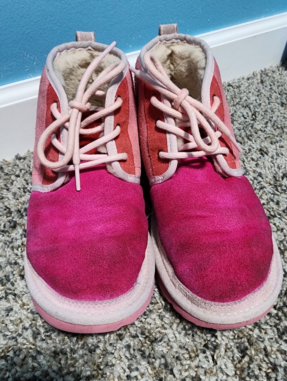 UGG Neumel Mashup Boots Pink Rose Samba Red Youth 5 Fits Women's 7 Cozy Suede